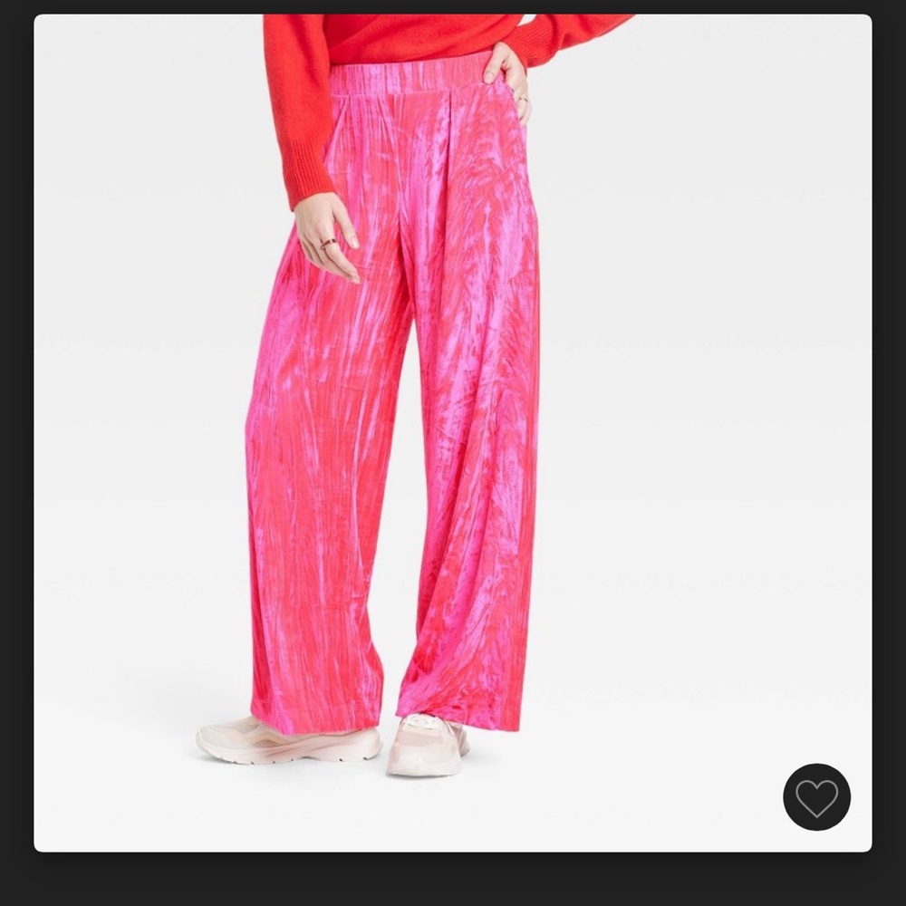 Hot pink velvet pants